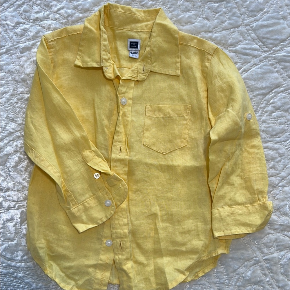 Yellow Linen Button-Up Shirt